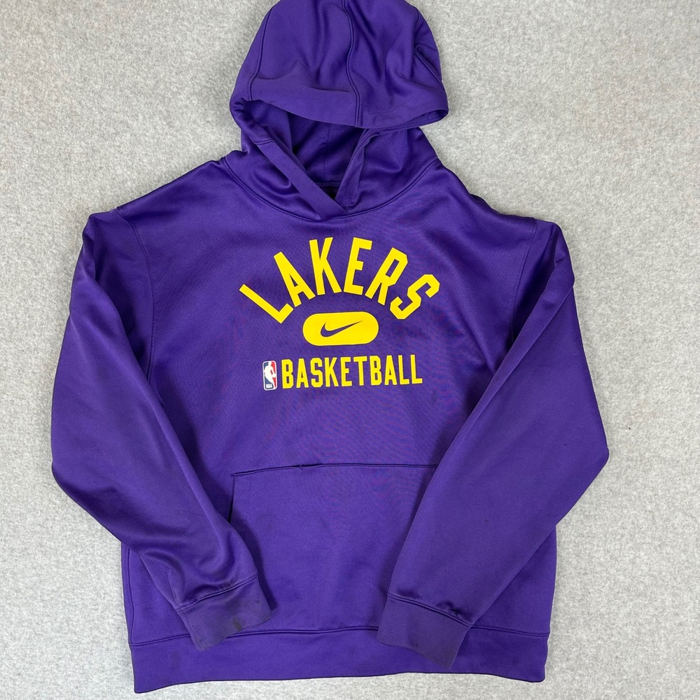 Nike NBA Los Angeles Lakers Basketball Hoodie Purple Youth XL Dri-FIT Sweatshirt